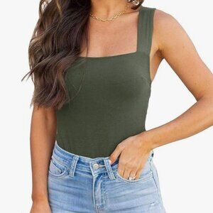 REORIA Butsmooth XXL Womens Basic Square Neck Sleeveless Tank Tops Bodysuits
